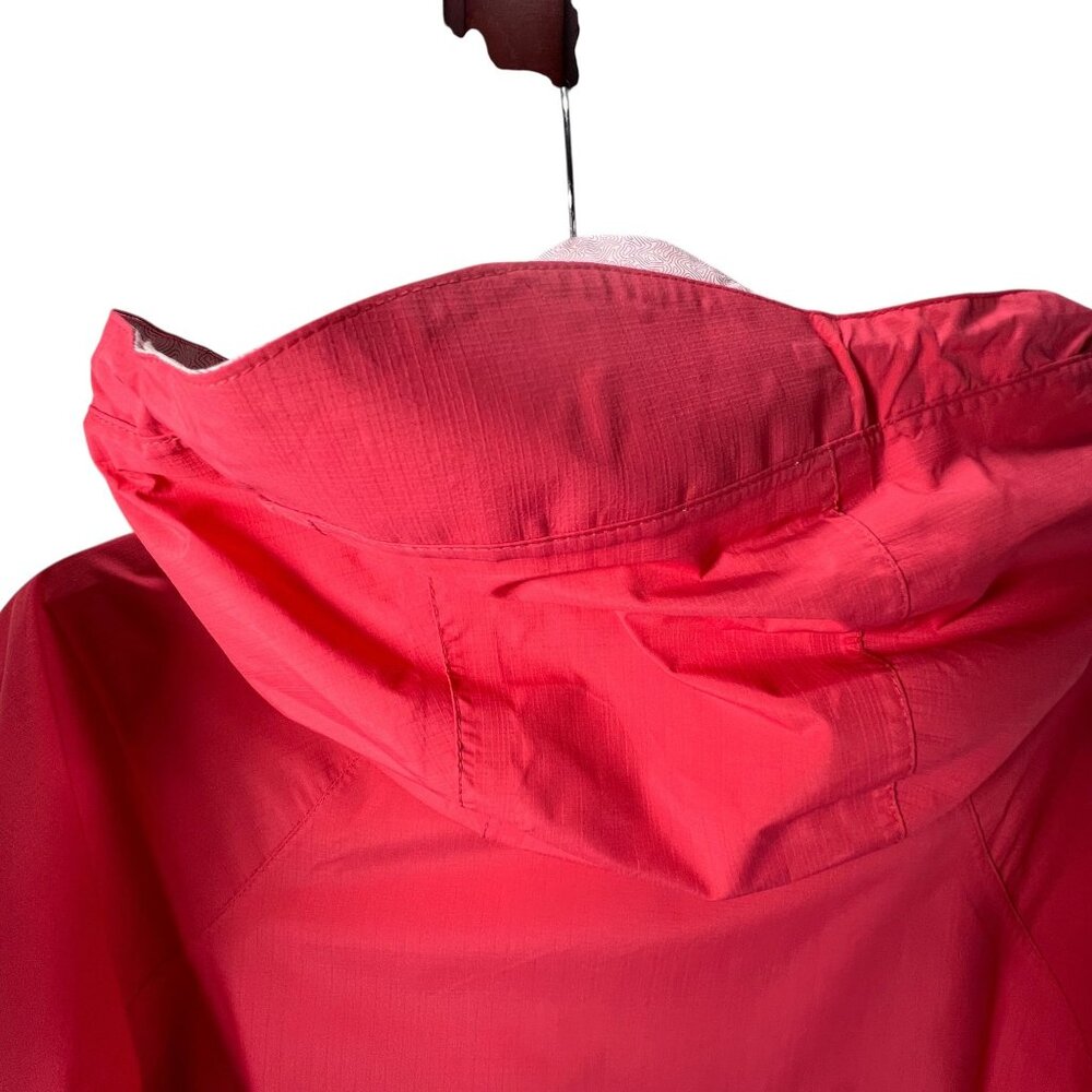 Cabelas Salmon Pink Rain Jacket Removable Hood Zippered Pockets Pits M Adjust - Picture 6 of 16